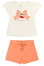 Conjunto Moño Elian - Blanco/Naranja