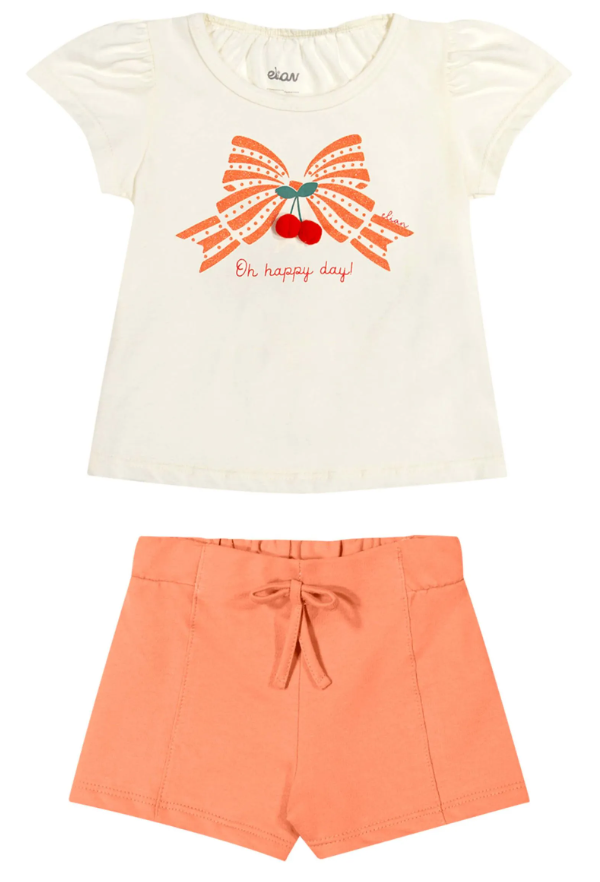 Conjunto Moño Elian - Blanco/Naranja
