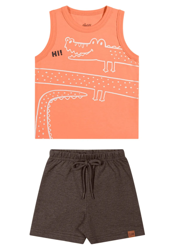 Conjunto Cocodrilo Elian - Naranja/Marrón