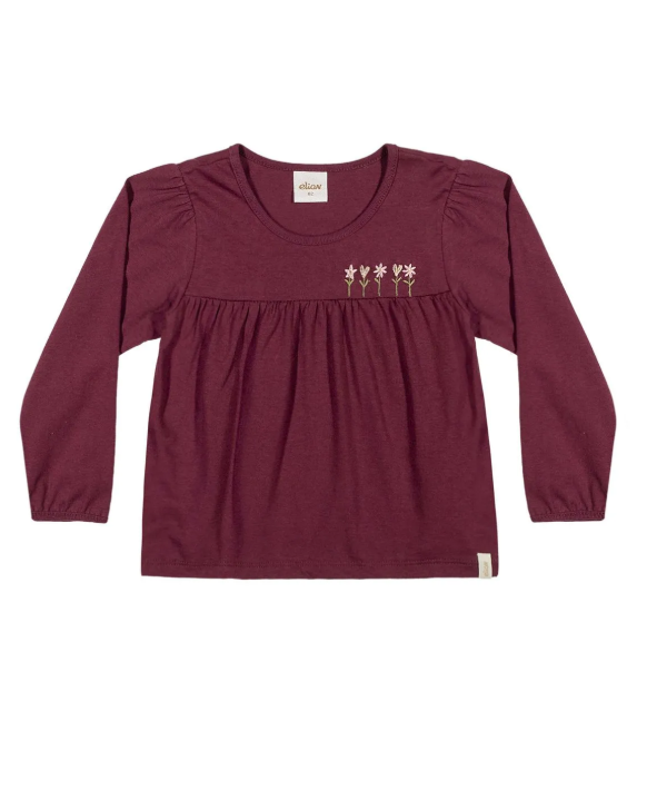 Remera Bordada Niña Elian - Bordo