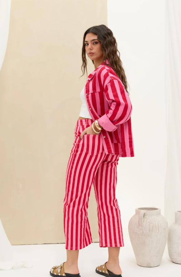 Denim Rayas Rojo