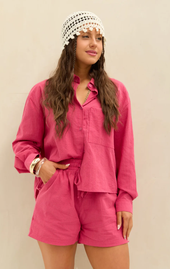 Camisa Rayada LaQuia - Fucsia