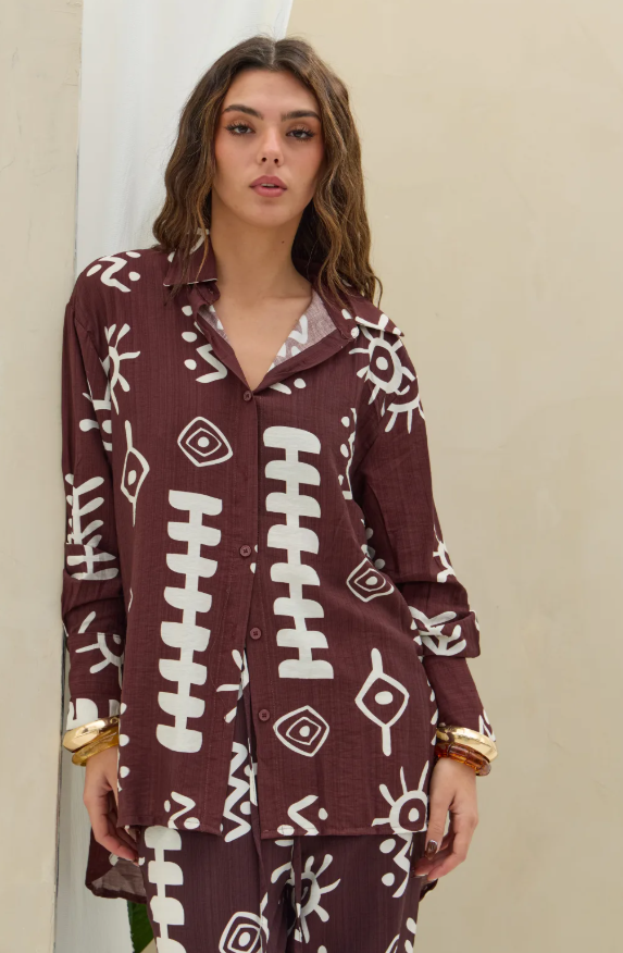 Camisa Estampada LaQuia - Choco