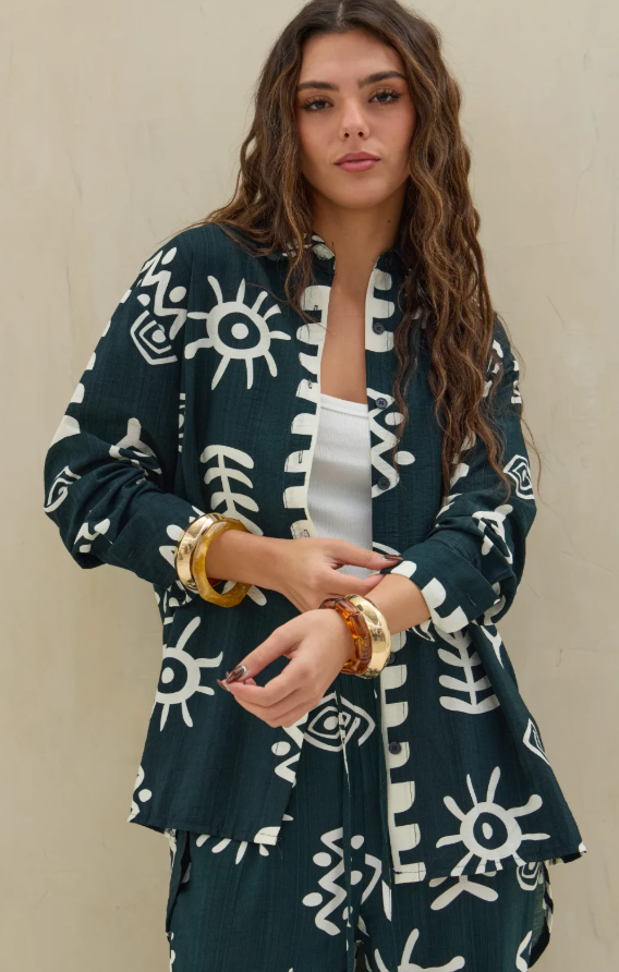 Camisa Estampada LaQuia - Verde Ingles