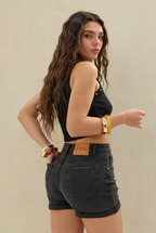Short Denim Mom LaQuia - Negro