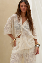 Camisa Bordada LaQuia - Beige