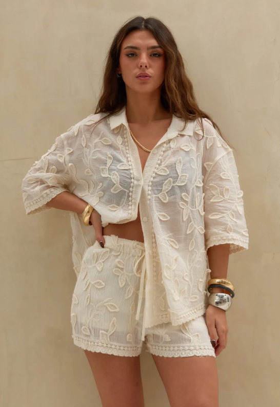 Camisa Bordada LaQuia - Beige