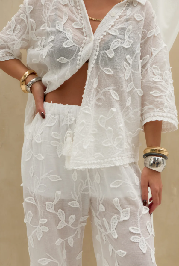 Camisa Bordada La Quia - Blanco