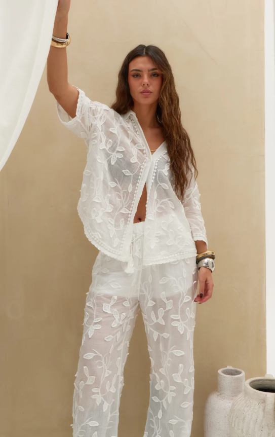 Camisa Bordada La Quia - Blanco