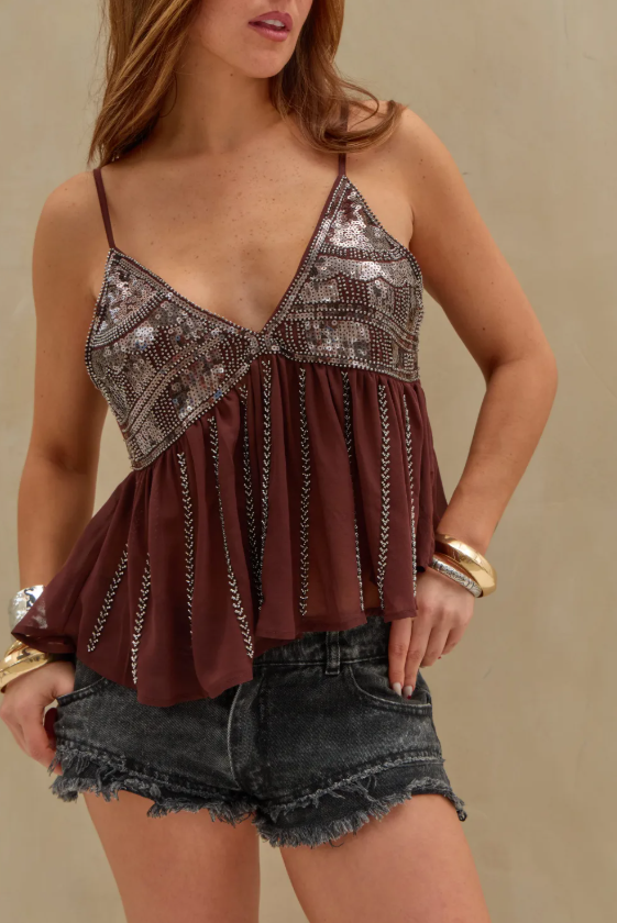 Musculosa Brillos LaQuia - Choco