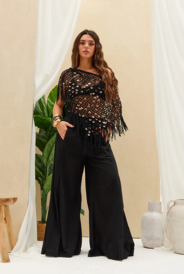Pantalón Lino LaQuia - Preto