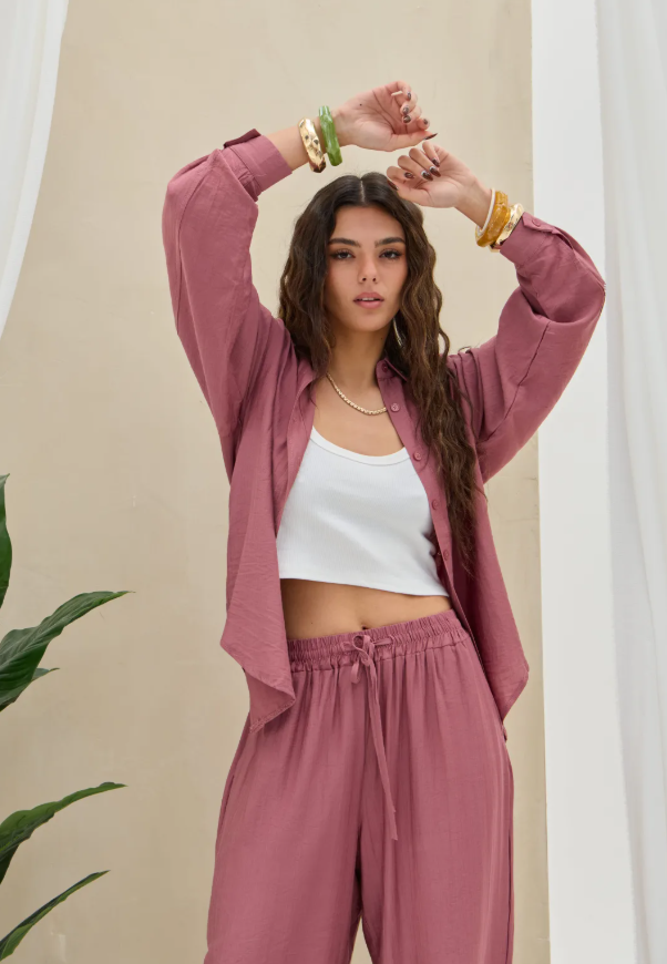 Camisa Lisa LaQuia - Rosa