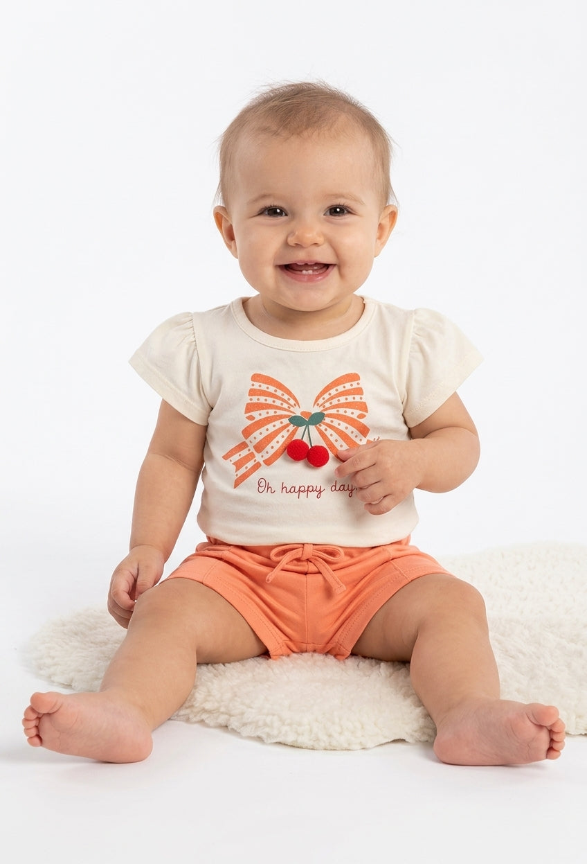 Conjunto Moño Elian - Blanco/Naranja