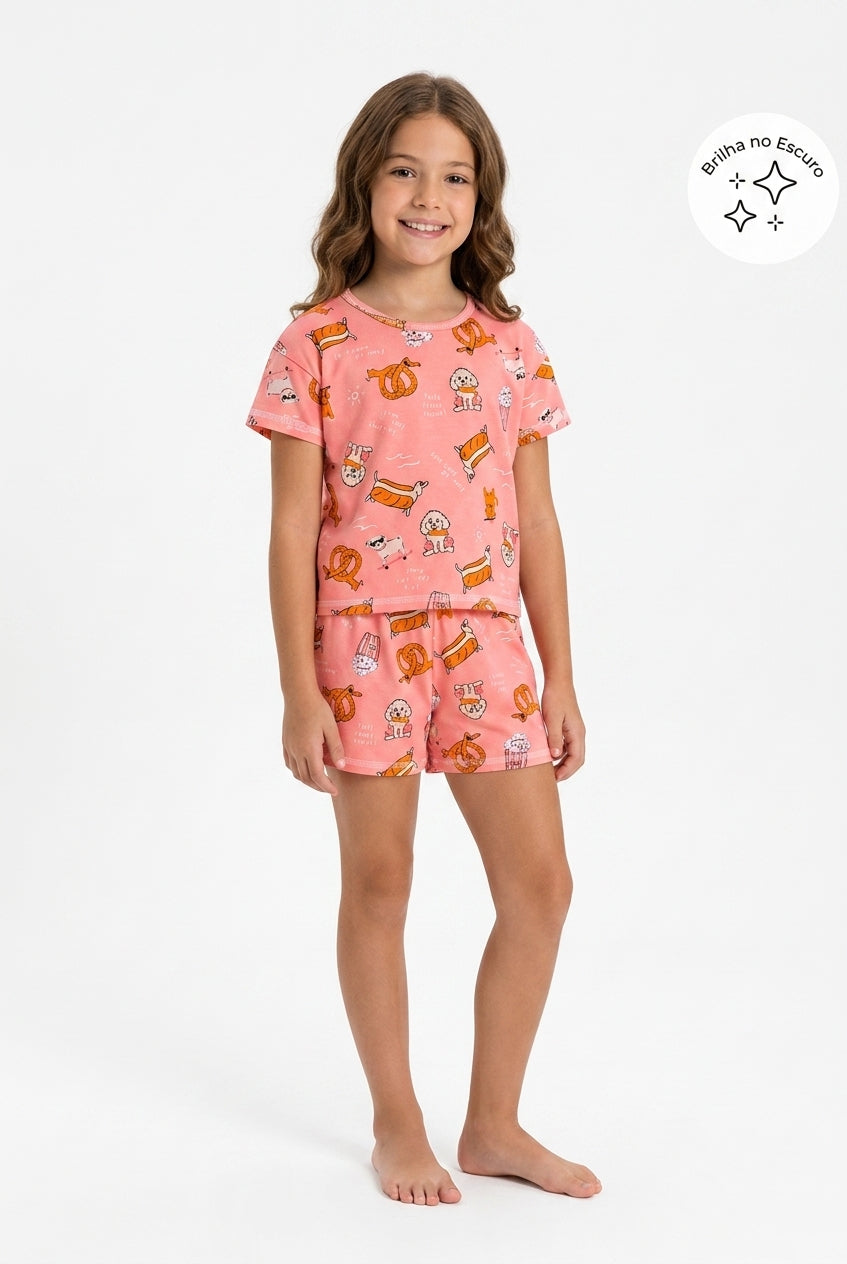 Pijama corto para niña con perritos - Elian Rosa