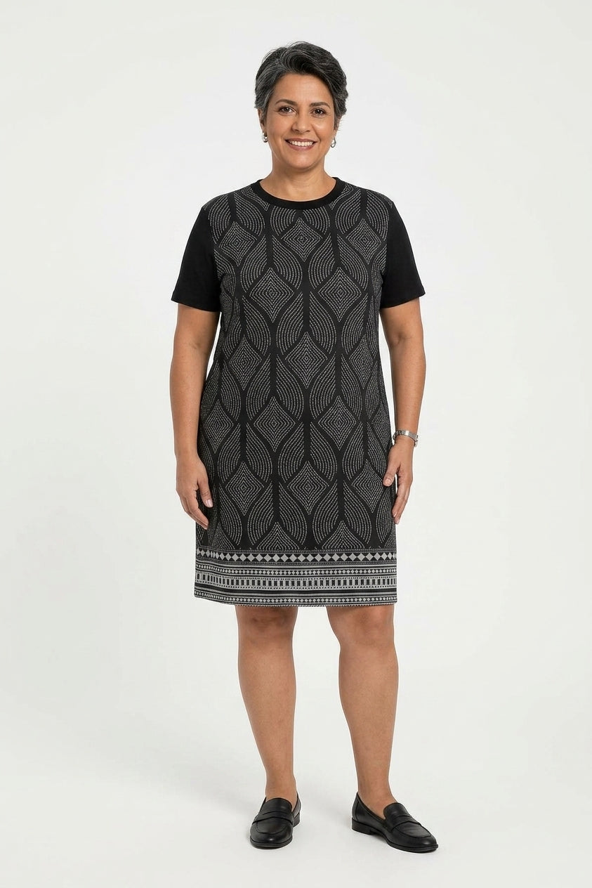 Vestido estampado Marialicia - Preto