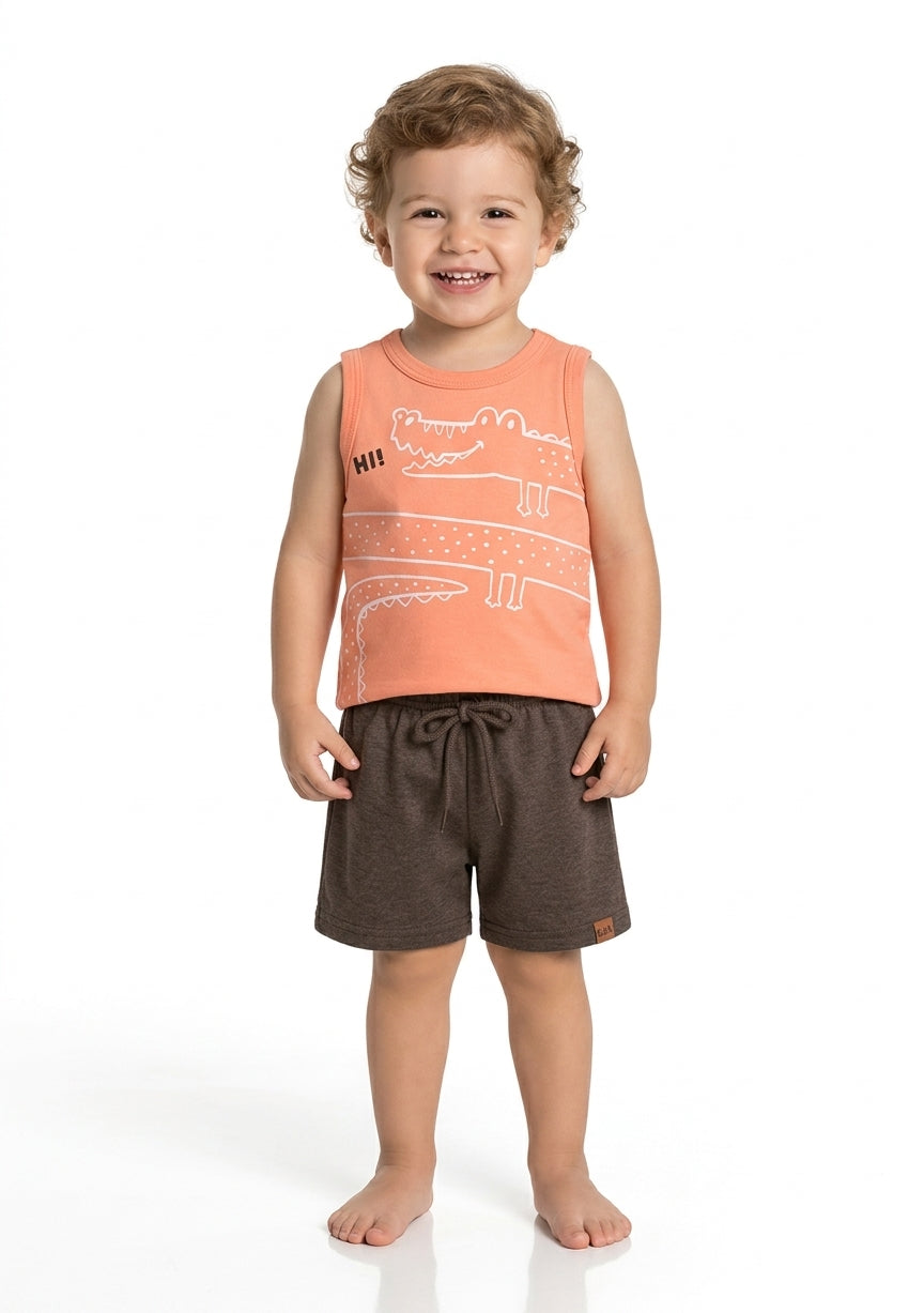 Conjunto Cocodrilo Elian - Naranja/Marrón