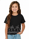 Remera Estampada Palmeras Preto