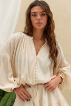 Blusa Globo Botones LaQuia - Crudo