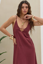 Vestido Lino LaQuia - Bordo