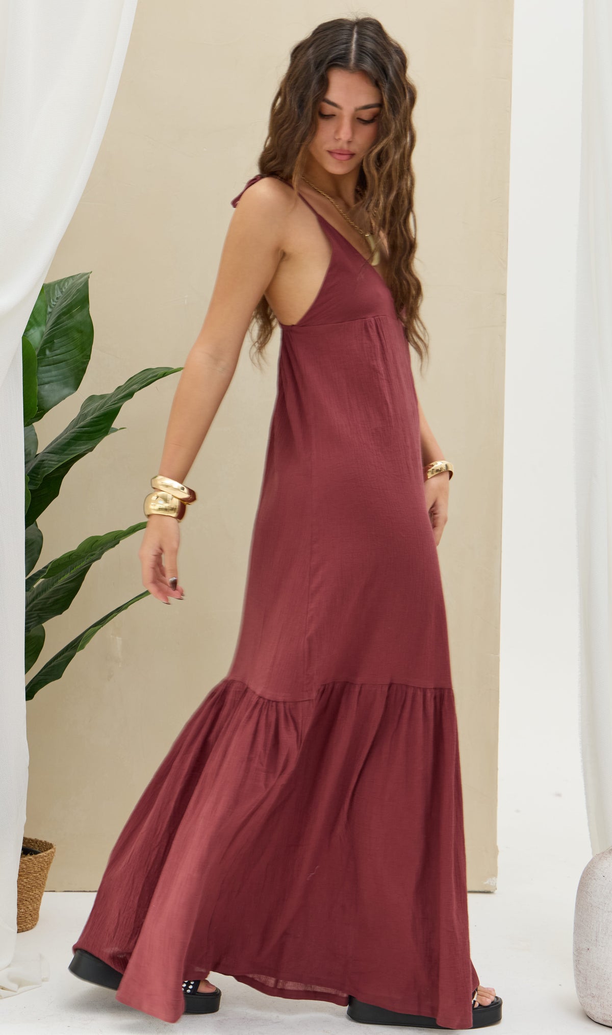 Vestido Lino LaQuia - Bordo