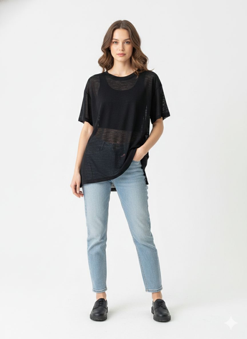 REMERA OVERSIZE LINO PRETO