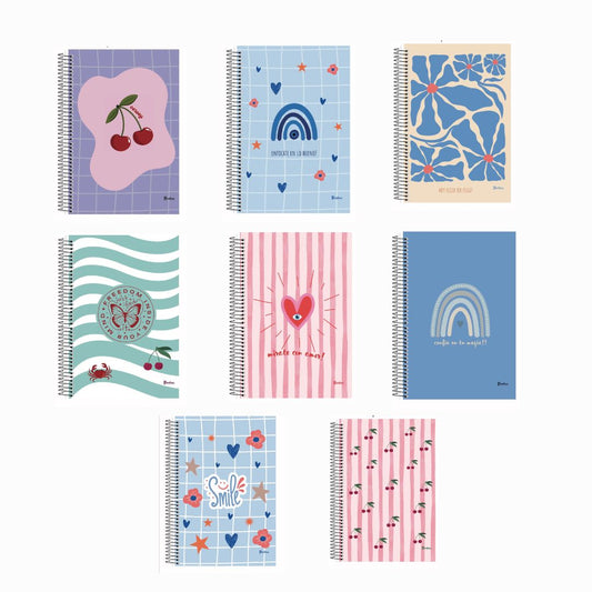 Pack x4 Cuadernola ilustra tapa dura diseño surtidos