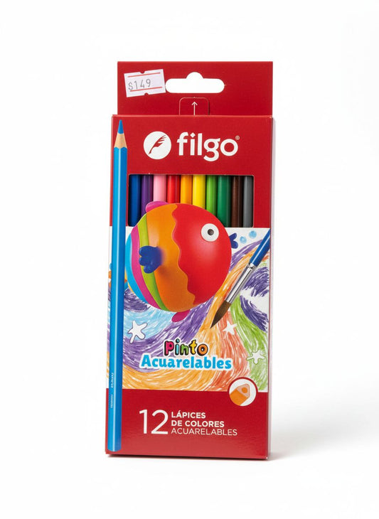 LAPICES FILGO PINTO DE COLORES ACUARELABLES 12UN RESINA