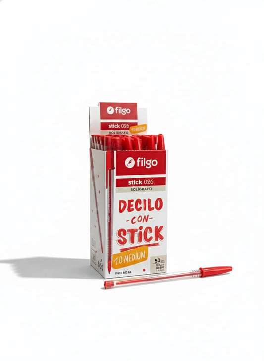 FILGO BOLÍGRAFO STICK CLASICO ROJO 1.0