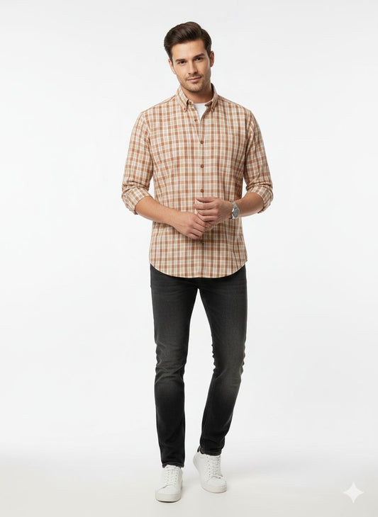 Camisa m/l cuadros y rayas