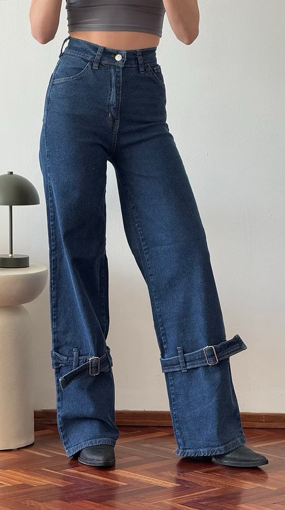 Jean hebillas azul