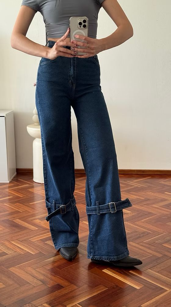 Jean hebillas azul
