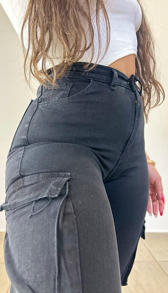 Jean cargo Negro