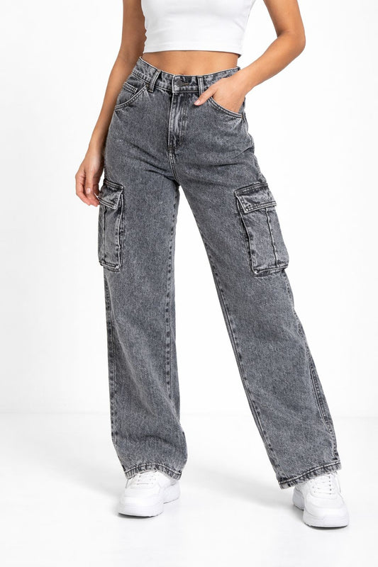 Jean cargo Negro gastado