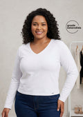Remera Mujer Escote V Blanca