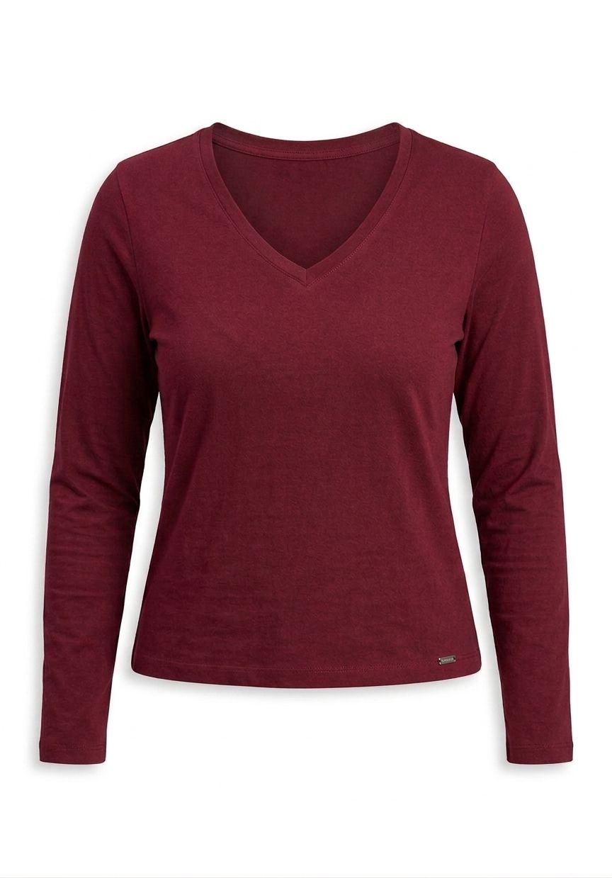 Remera Mujer Escote V Rojo