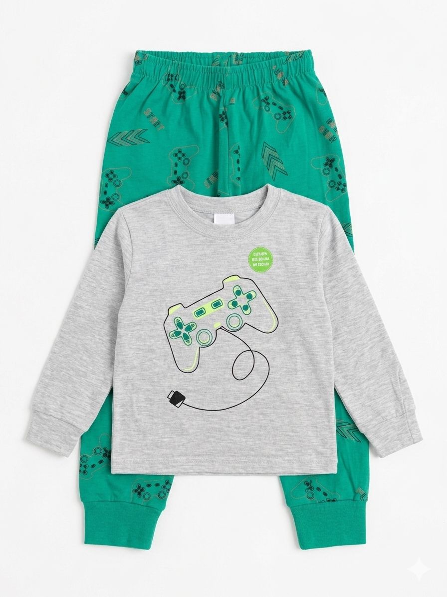 Pijama Play - Gris/Verde
