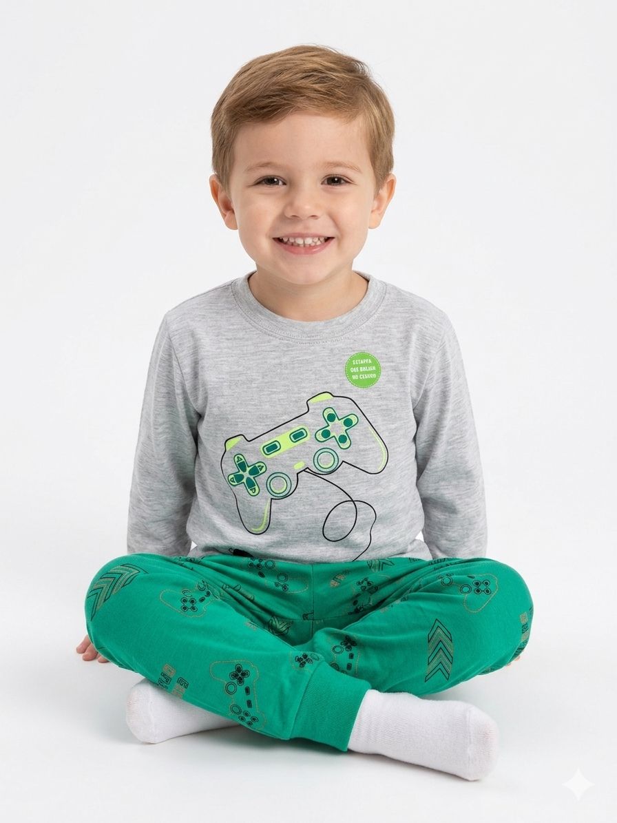 Pijama Play - Gris/Verde