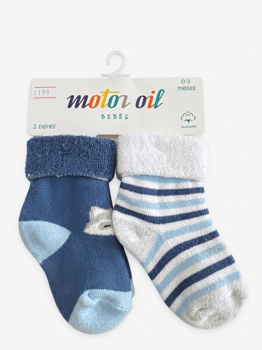 Pack Medias 0-3 Meses Bebe X2 - Azul