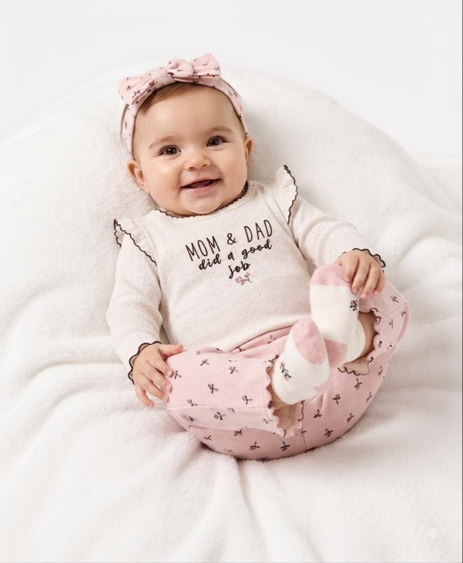 Set Bebe 4 Piezas Rosa Claro