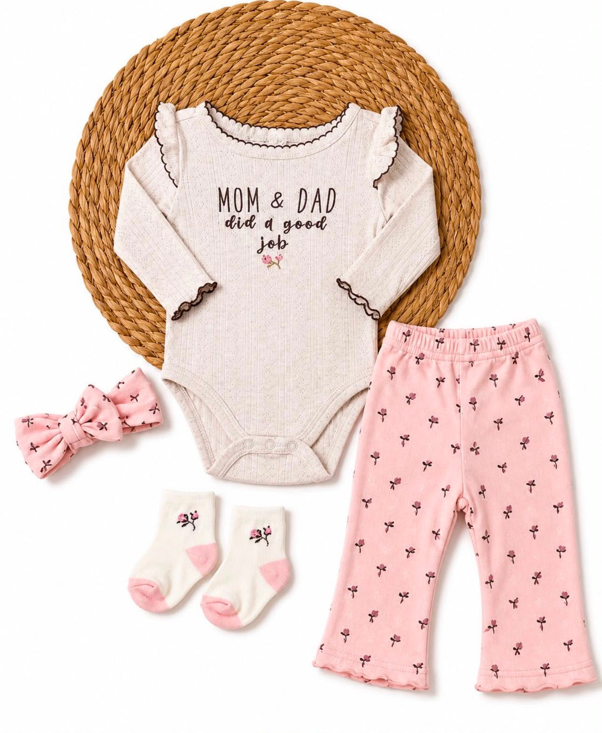 Set Bebe 4 Piezas Rosa Claro