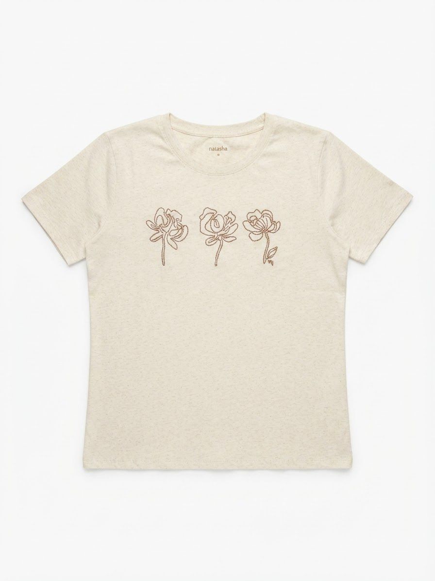 Remera estampado floral Marialícia - Beige