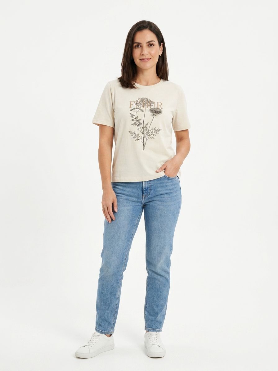 Remera Fleur Marialicia - Beige