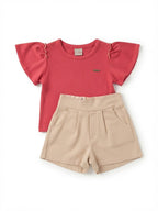 Conjunto Volado Coloritta - Coral/Beige