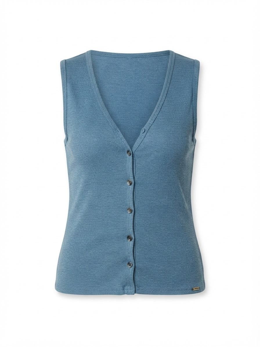 Musculosa Botones Marialicia - Azul