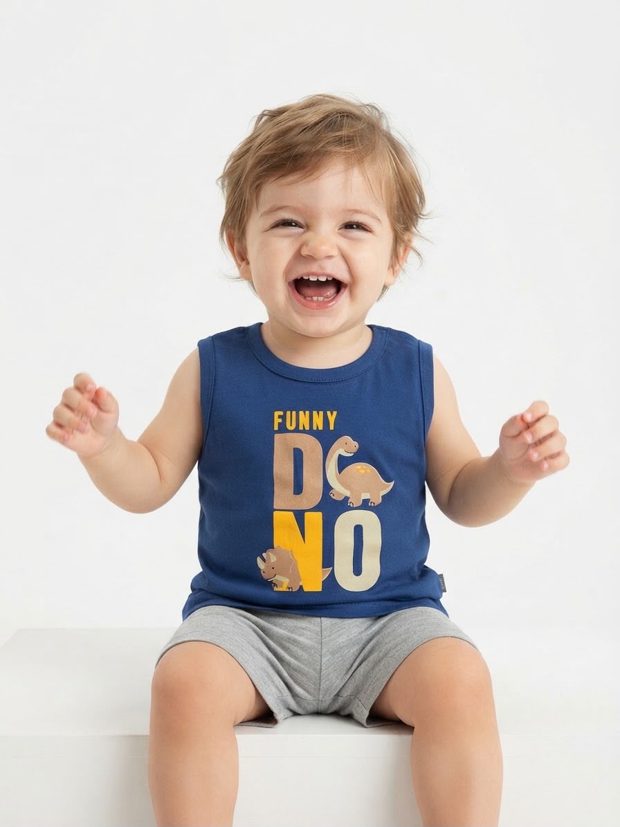 Musculosa Funny Dino - Azul