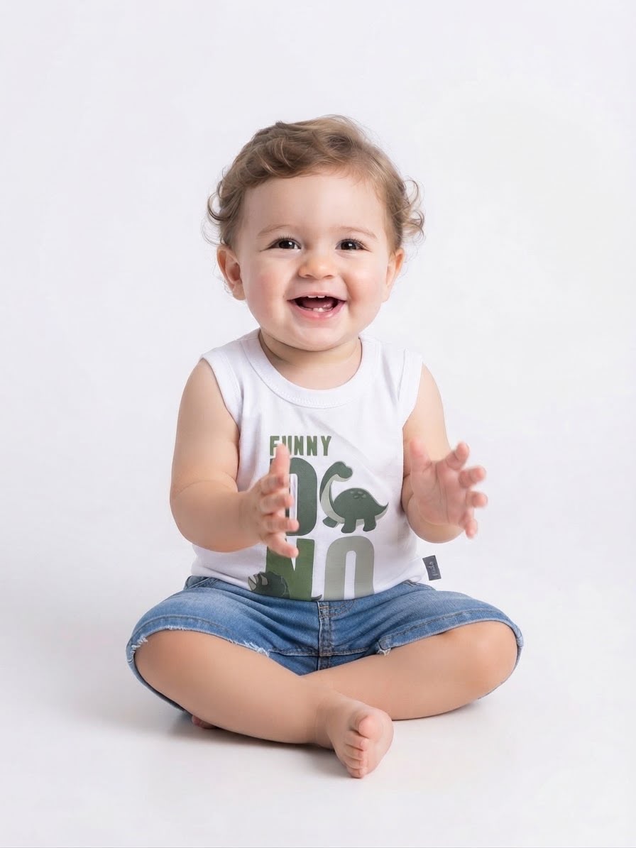 Musculosa Funny Dino - Blanco