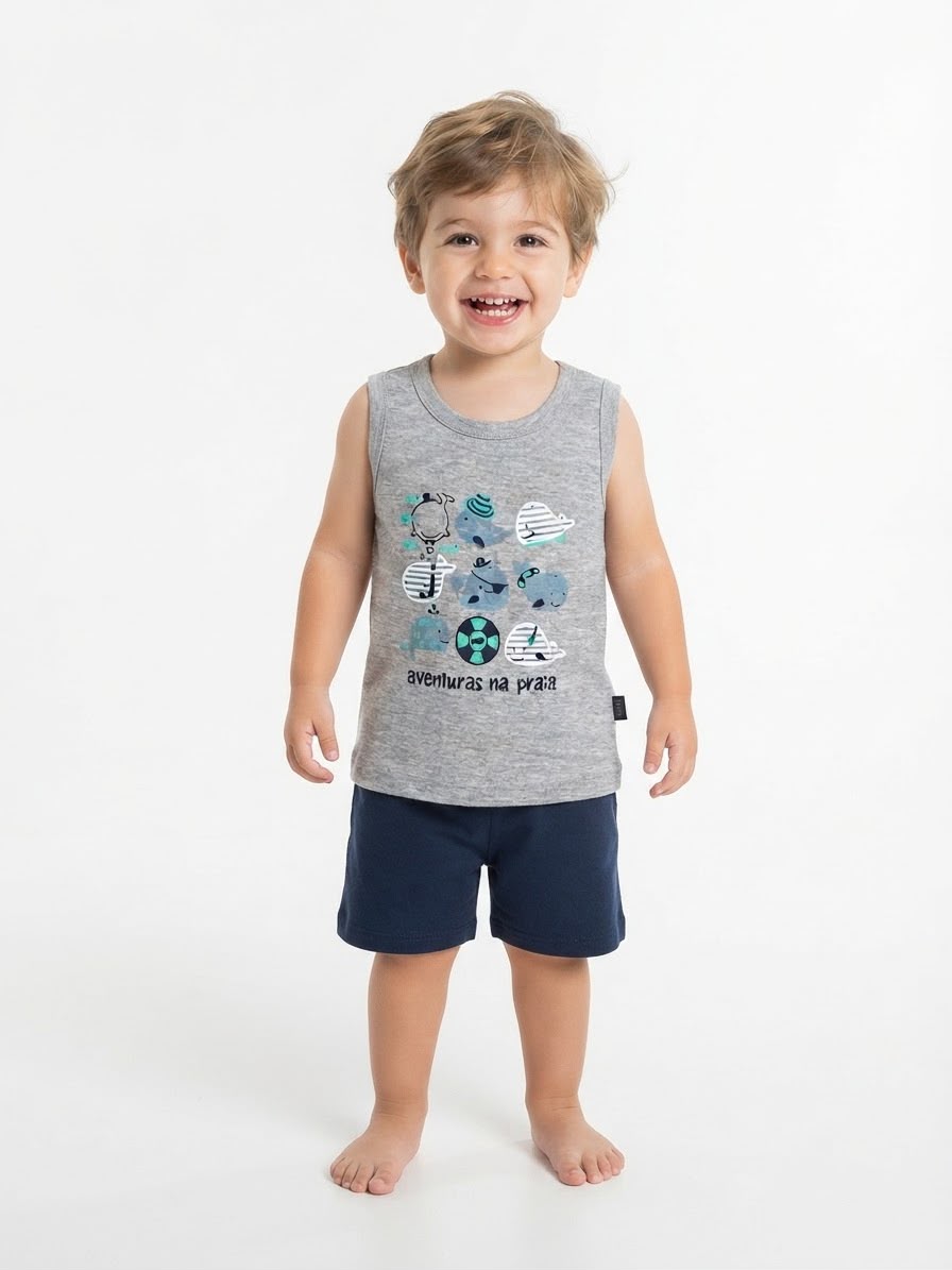 Musculosa Aventuras de playa - Gris