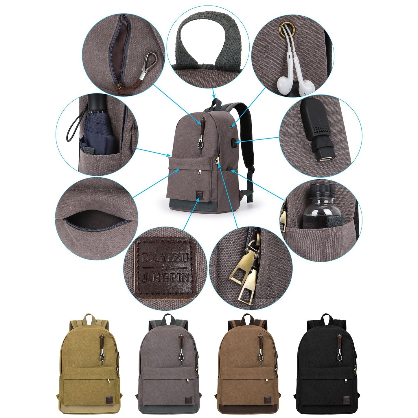 Mochila de Lona para Laptop de Viaje